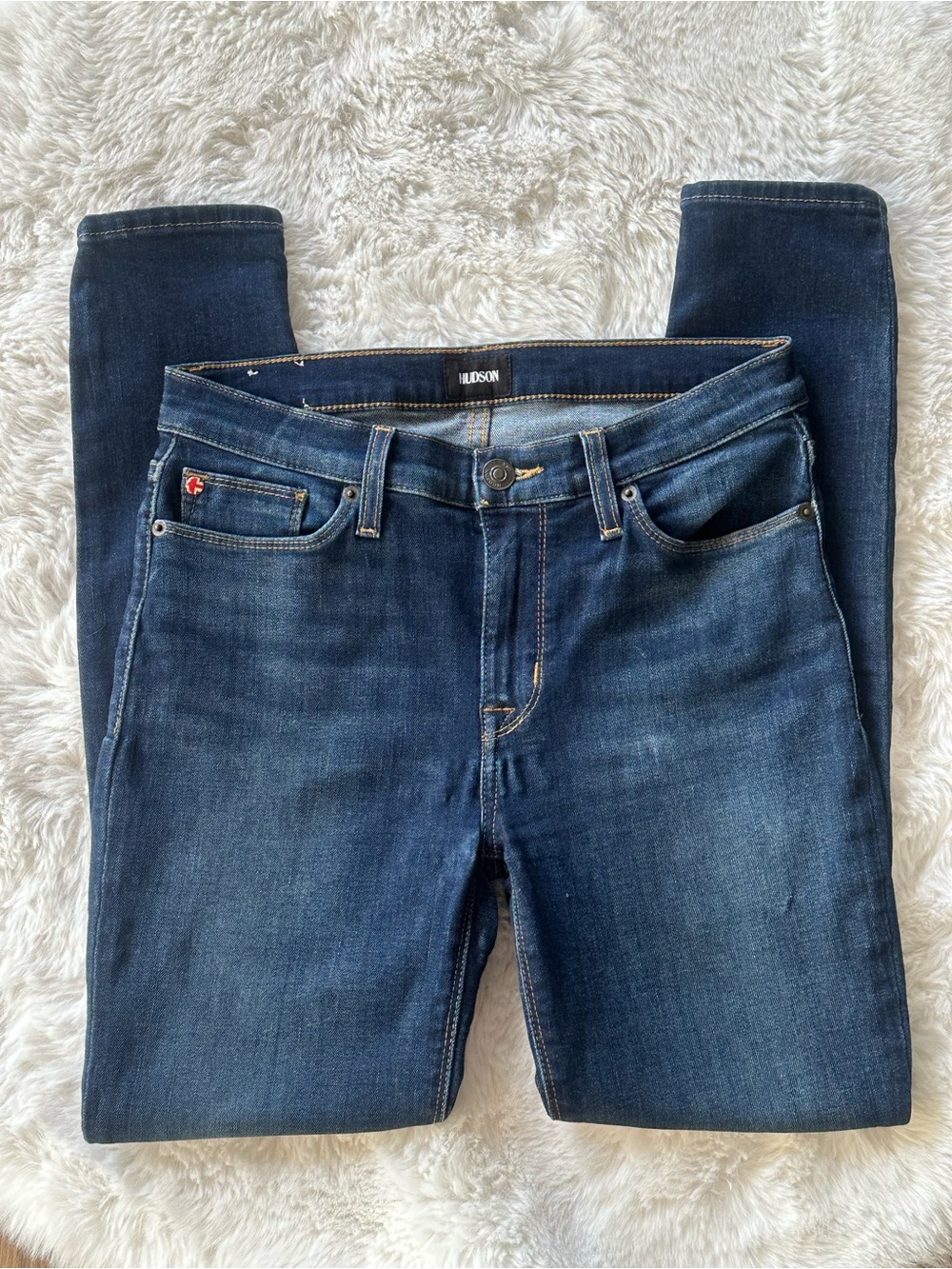 Hudson Jeans Womens Natalie Slim Dark Blue Stretch Denim 4 27